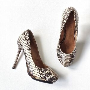 L.A.M.B. Snakeskin Platform Stiletto Pumps Size 6.5M Genuine Leather Sole